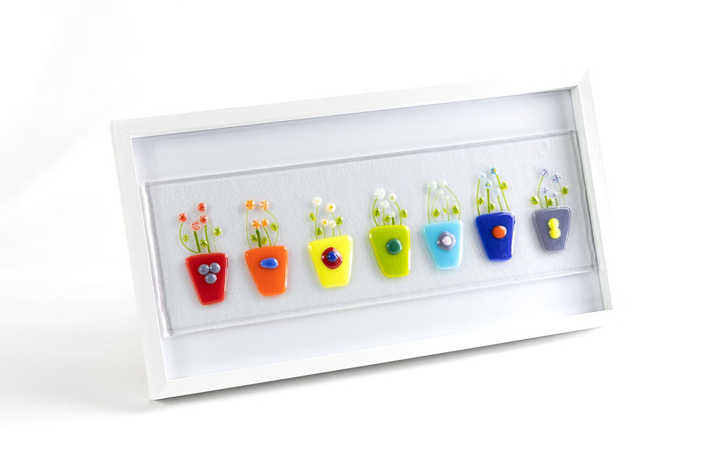 Fused Glass Framed Picture Flowerpots