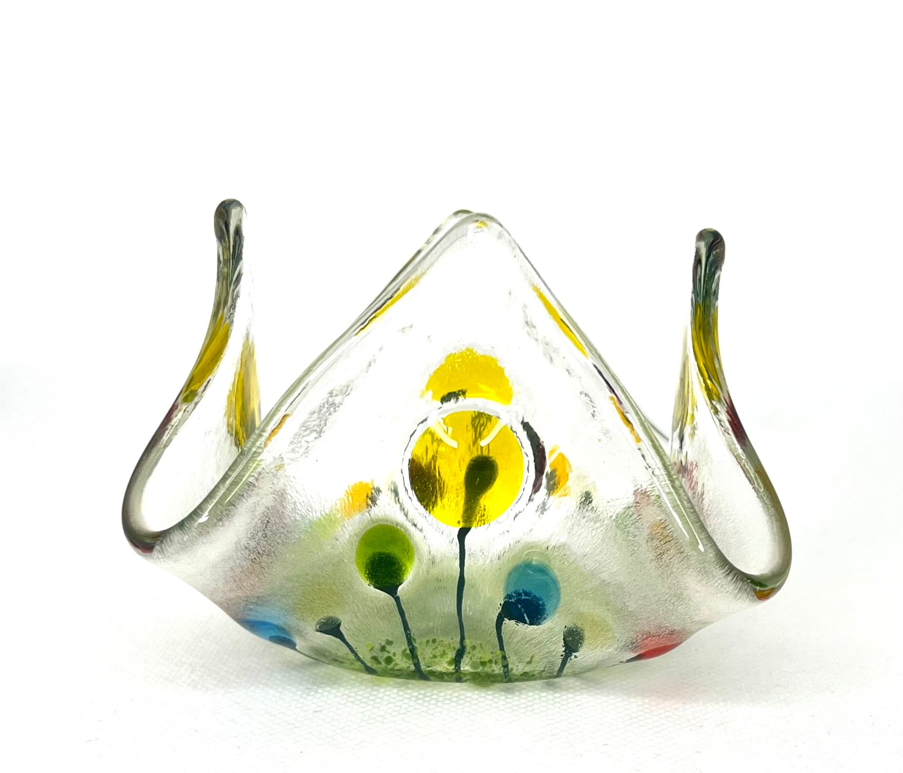 Fused Glass Handkerchief Candleholder Flowers