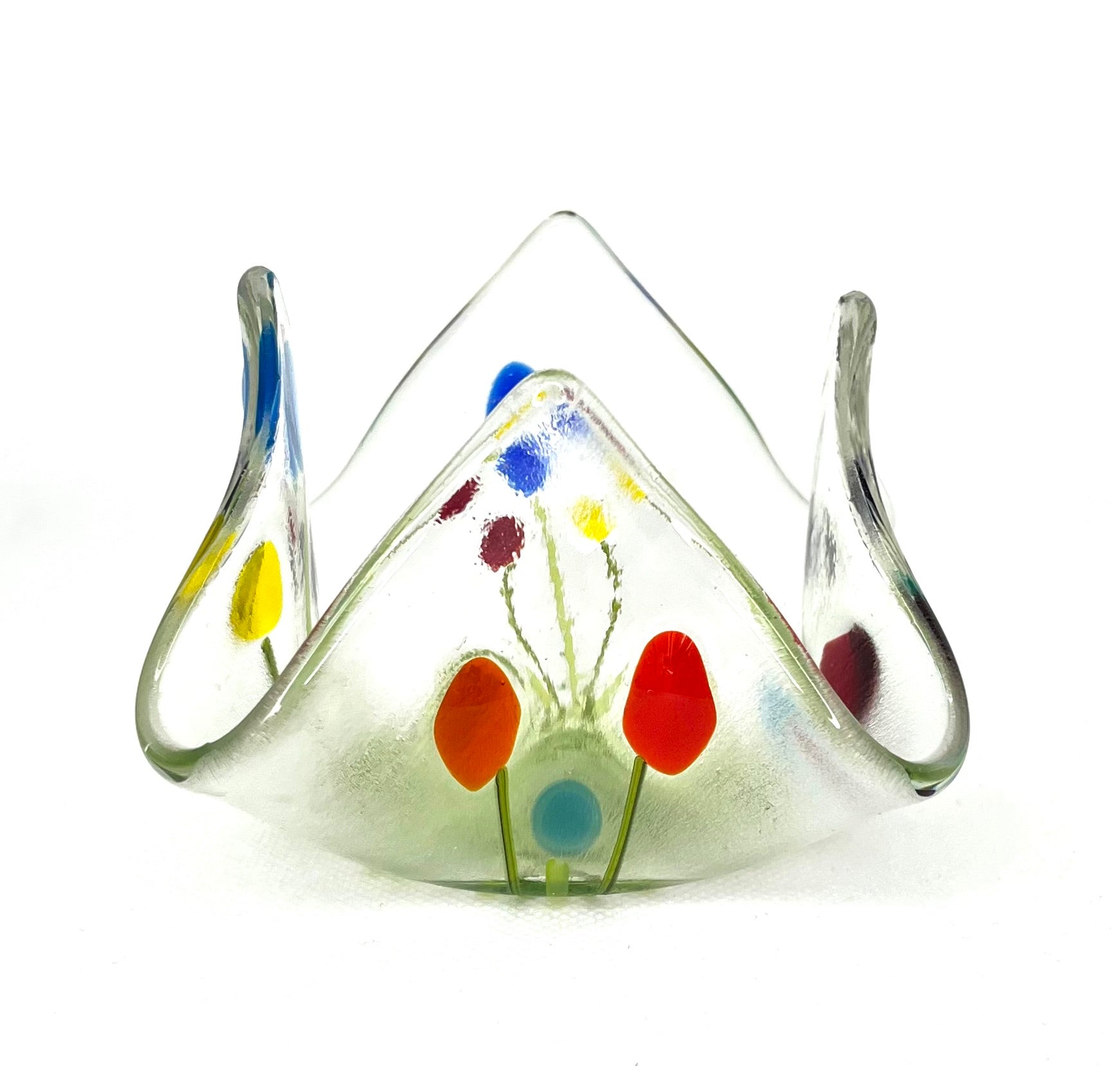 Fused Glass Handkerchief Candleholder Flowers