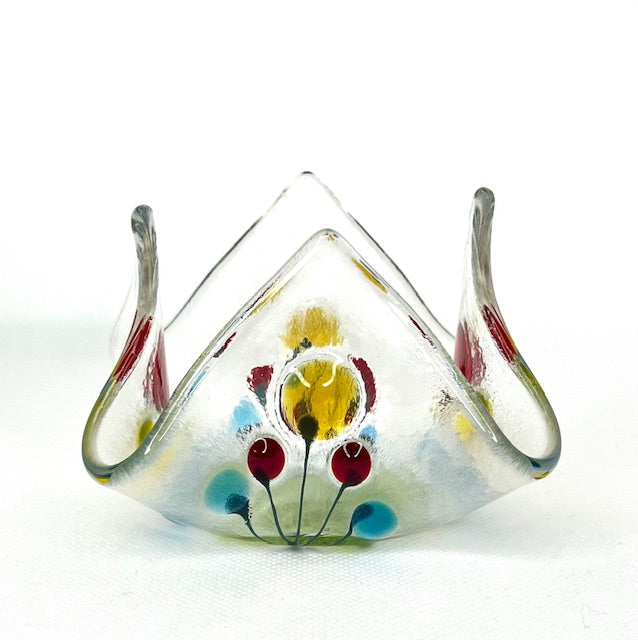 Fused Glass Handkerchief Candleholder Flowers