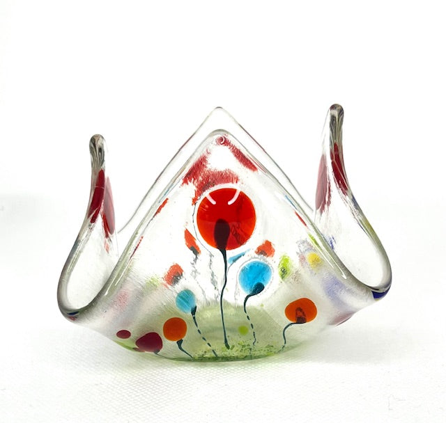Fused Glass Handkerchief Candleholder Flowers