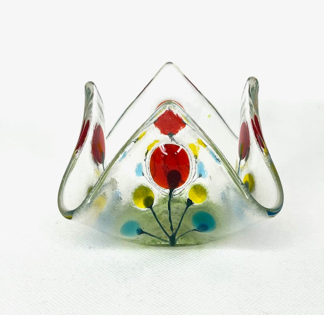 Fused Glass Handkerchief Candleholder Flowers