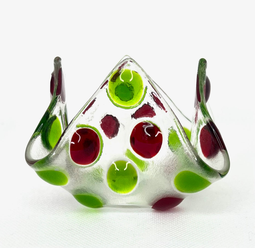 Fused Glass Handkerchief Candleholder Dots