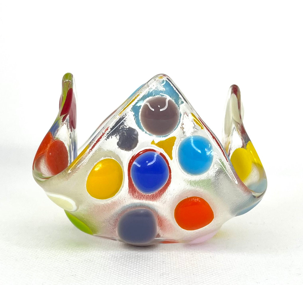 Fused Glass Handkerchief Candleholder Dots