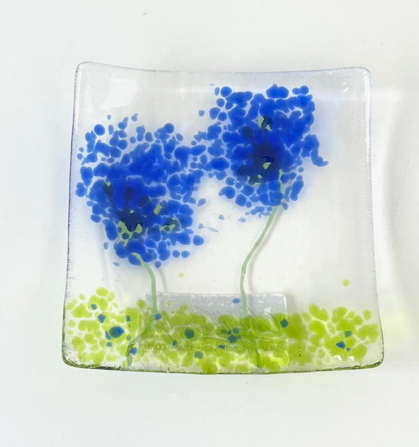 Fused Glass Floral Trinket (3.25 x 3.25)