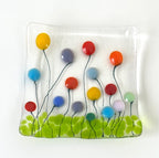 Fused Glass Floral Trinket (3.25 x 3.25)
