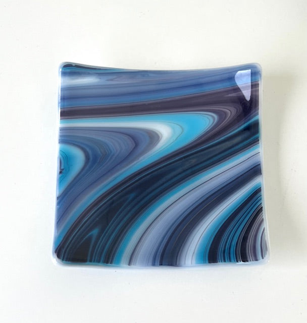 Fused Glass Floral Trinket (3.25 x 3.25)