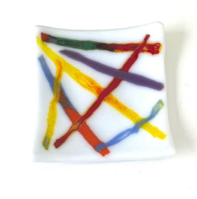 Fused Glass Floral Trinket (3.25 x 3.25)