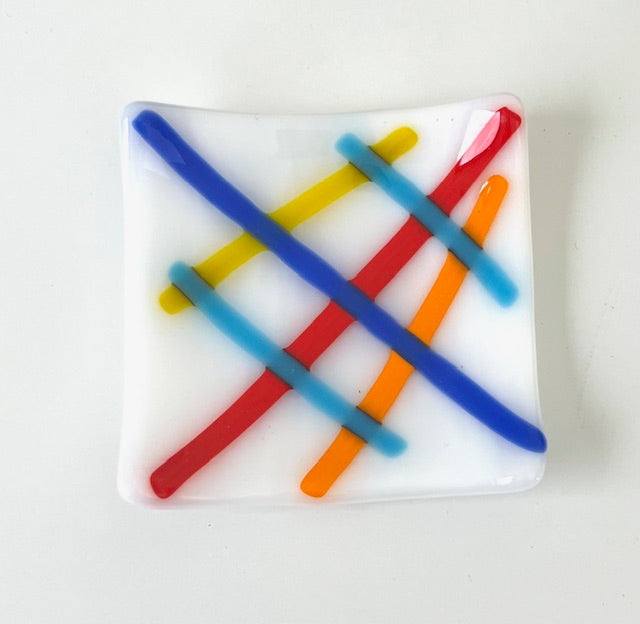 Fused Glass Floral Trinket (3.25 x 3.25)