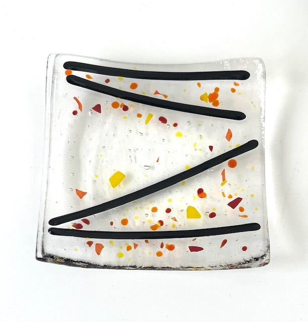 Fused Glass Floral Trinket (3.25 x 3.25)